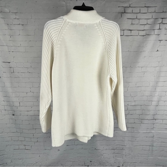 Vintage Collections Women's 38 Medium White Collared Cardigan Sweater Pockets - Picture 7 of 8